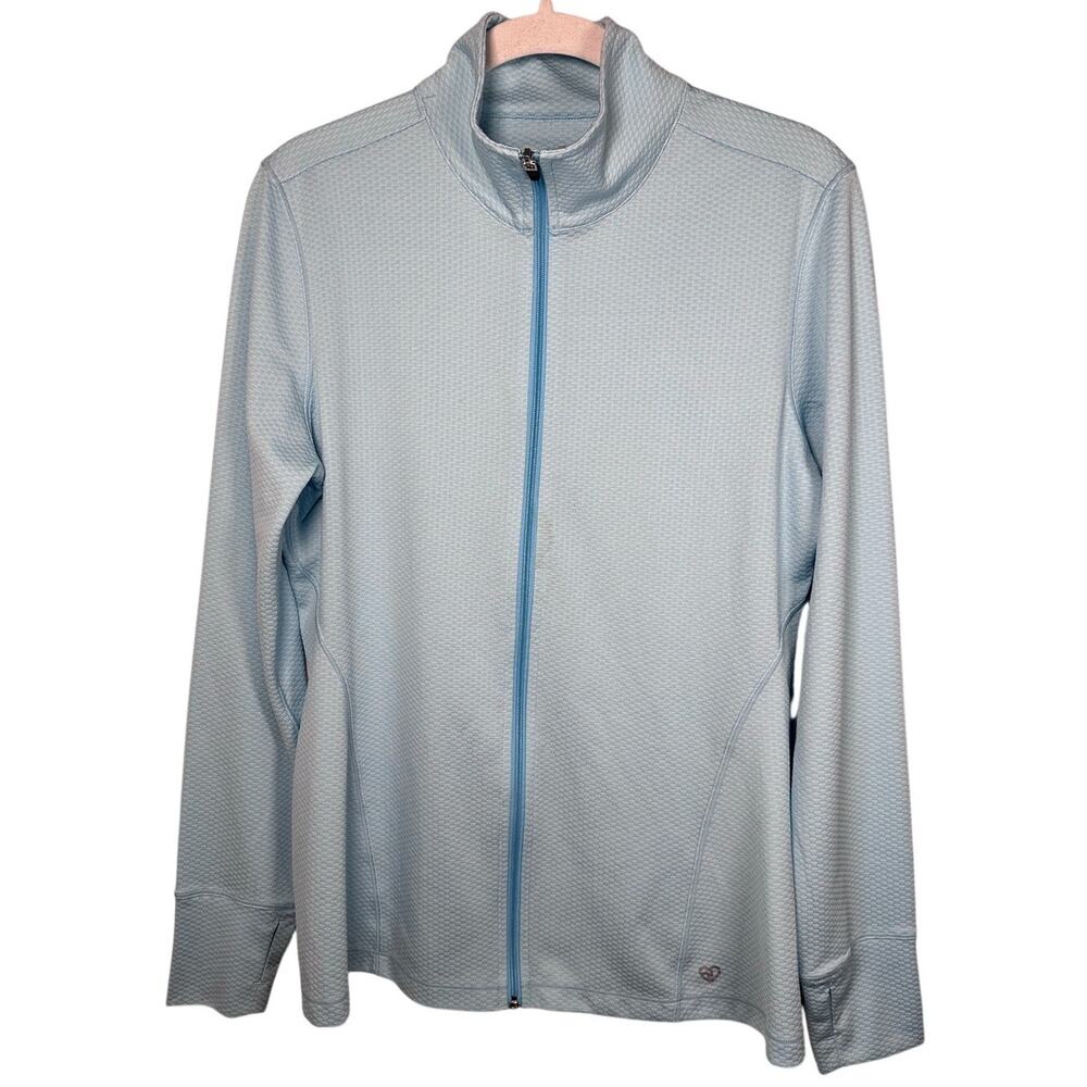 Straight Down Performance Blue Full Zip Front Long Sleeve Jacket Women's Medium